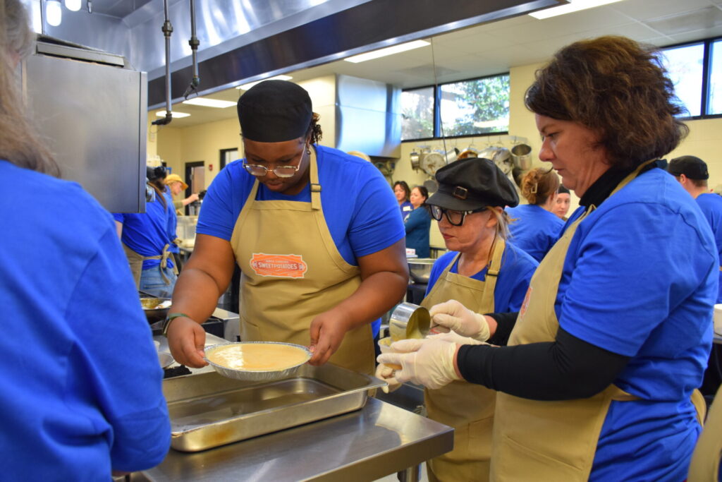 Photo of Culinary student and influencer baking a pie.